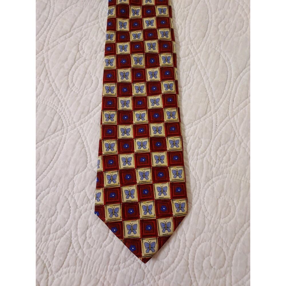 Tie 100% Silk Mondo Uomo Made In Italy Men Necktie Blue Butterflies